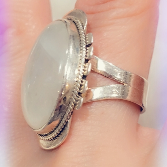 Custom Made Rainbow Moonstone Sterling Gemstone Ring